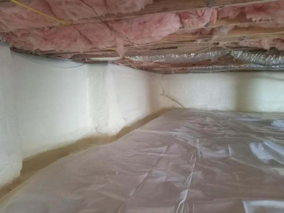 Crawl space encapsulation with closed-cell spray foam for Attic Insulation in Central Falls